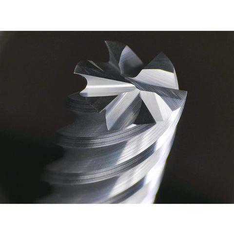 Carbide end mill, 6-flute square milling cutter, silver metal, 1/4 inch shank