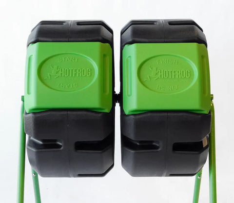 37 Gallon Dual Chamber Tumbling Composter For Backyards Backyard Friendly No Fuss With Easy Turn Barrel And Aeration Vents UV Inhibited