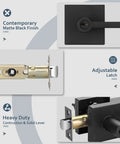 Close-up image showing parts of Six Pack Keyed Alike Door Knobs With Lock And Key Matte Black Door Handles For Interior And Exterior Doors