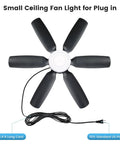 Outdoor 20.5 Inch Plug-In Ceiling Fan With Light For Gazebo And Patio-Ready Canopy Tent Porch Or RV - Five black blades and cord