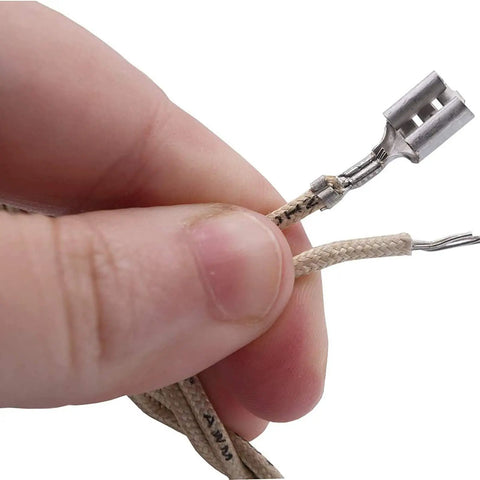 Close-up of connectors and wires for Gas Range Oven Broiler Igniter Replacement For XL44 Round Style 120V Model Specific Fit
