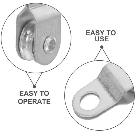12 Pack Swivel Rope Pulley Block Roller For 6Mm Cables, Beefy Heavy Duty Pulley Wheel Guide, Hanging Rope Accessory For Load Lifting And Rigging, Industrial Grade Rigging Hardware For Hoists, Tackle, And Construction, metal pulley close-up