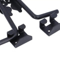 Heavy Duty 12 Inch Steel Gate Drop Rod Two Pack Black Powder Coated Ground Latch showing installation brackets and hooks.