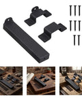 7.5-Inch Slide Bolt Gate Latch Padlockable 7.5-Inch Slide Bolt set with black finish and screws on wooden surface.