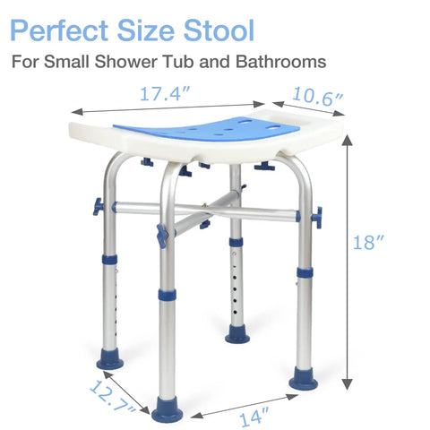 Heavy Duty Shower Stool With 500 Lb Capacity Tool Free Assembly Anti Slip Bath Chair Height Adjustable Narrow Design For Elderly