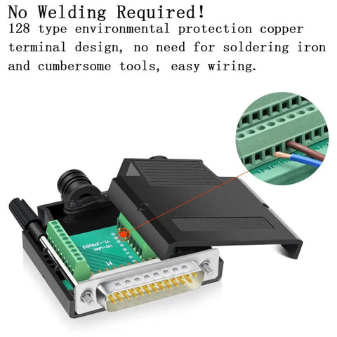 DB25 Solderless Connector 10 Piece Set with Five Male and Five Female Pins 16mm Thin RS232 Serial Port Breakout Board