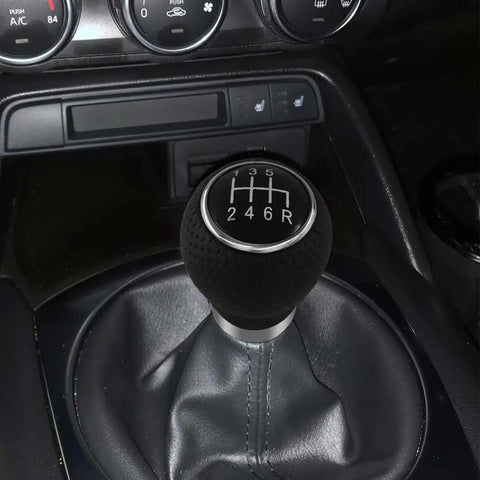 Ergonomic Round Head Gear Shift Knob For Manual And Automatic Cars, 5 Speed Shift Lever Kit installed in vehicle