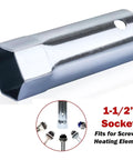 Plug And Play Electric Water Heater Tune Up Kit With Thermostat Set And Element Wrench showing 1-1/2 inch socket.