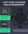 Dead Accurate Digital Angle Finder Measuring Tool With Heavy Duty Magnetic Back And Large LCD Numbers For Woodworking Metalworking And Masonry DIY Builds showing 4x90° angle measurement display.