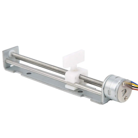 2 Phase 4 Wire Stepper Motor Linear Rail With 80mm Stroke Screw Actuator And Adjustable Slider showing compact design and smooth mechanism