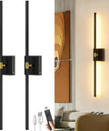 Battery Operated Wall Sconces Set Of 2 Rechargeable Wireless Wall Lights 360 Rotatable Magnetic Modern Lamps in black.