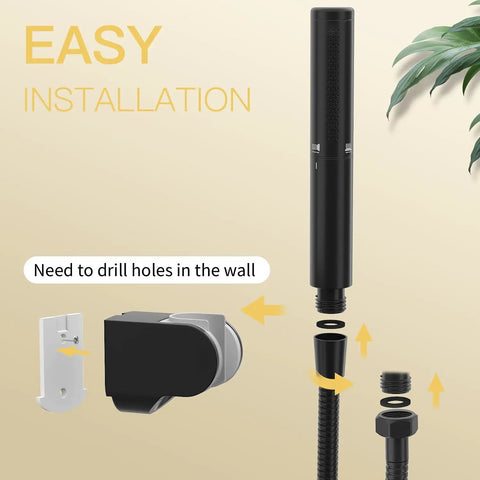 High Pressure 2 In 1 Handheld Shower Head Set With 7 Inch Spray Head And 59 Inch Hose Brass Matte Black Installation Guide