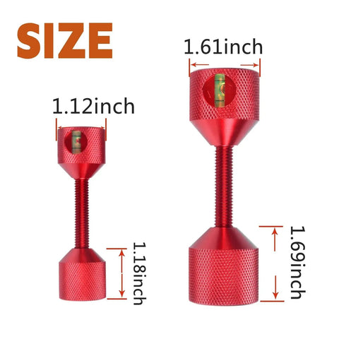 Top Tier 4Pcs 1-1/8 Inch Two Hole Flange Alignment Pin Set in Solid Alum 6061 With Built-In Level For Rock-Solid Industrial Locating And Heavy Duty Assembly Jobs Sure To Last size comparison with built-in level.