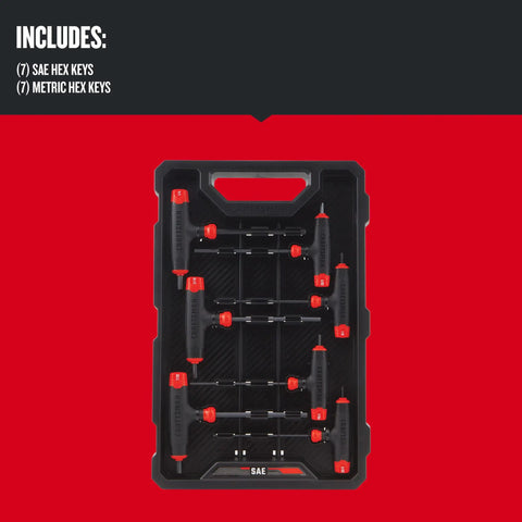 14 Piece Hex Key Set With T Handle For Max Torque And Leverage, Black Oxide Steel L Keys, Organized Storage Rack Display