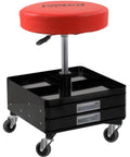 Workshop stool with drawer storage and swivel casters