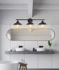 Three Light Bathroom Vanity Light With Industrial Vintage Farmhouse Rustic Style Black Matte Finish Wall Sconce Fixture For Bathrooms