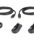 Dual display secure KVM cable set with USB DisplayPort for video, audio, keyboard, and mouse routing, reliable build.