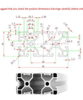 Diagram of Beefy 40x80 Aluminum T Slot Extrusion For 3D Printer Parts And CNC DIY Projects 1000mm Length Silver Heavy Duty Framing