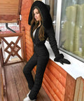 All Weather One Piece Snow Suit For Women And Men Waterproof Windproof Insulated Ski Jumpsuit For Snow Sports Black XL