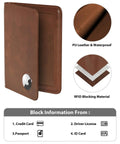AirTag Enabled Passport Holder With RFID Protection, Leather Passport Wallet For Men showcasing waterproof material and RFID blocking layers