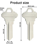SC1 5 Pin Key Blanks Pack Of 50 Brass Silver Blank Keys For Schlage C Keyway Locksmiths shown with dimensions