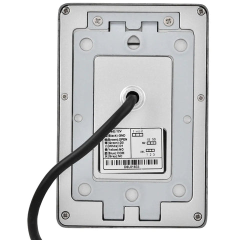 Outdoor IP65 Wiegand Access Control System With Touchscreen Keypad, Dual Frequency 125kHz And 13.56MHz Card Reader, Weatherproof Metal Housing, Ideal For Single Entry Doors, Supports Up To 15000 Users, rear view with cable