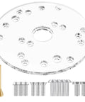 6.5 Inch Extra Thick Clear Acrylic Router Base Plate With Secure Centering Pin Universal Sub Base Beefy Platform For Power Tools And Woodwork Crews Top Shelf with brass aligner and hardware.