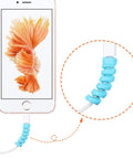 24 Pcs Silicone Cable Protector Set Flexible Spiral USB Charger Cable Saver for Phone in Blue