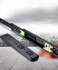 Three Fold Full Extension Drawer Slides With Push To Open Beefy Ball Bearing Runners Side Mount Rails 350mm Silent Damping Cushioned Track