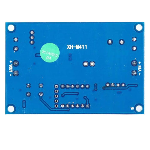 Power Up Your Projects With This DC-DC Boost Converter Module 3-35V To 5-45V Adjustable Output Regulator For Solar Panels And Electronics, Easy Screw Terminal Setup, Wide Input Range, back view of circuit board.