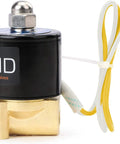 Brass Electric Solenoid Valve Quarter Inch 110V AC Normally Closed With Viton Seal, shown in close-up detail