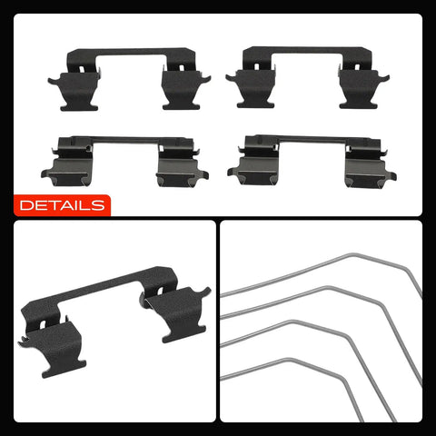 Premium Front Side Disc Brake Hardware Kit For Honda CR-V Civic With Rock Solid Reliability And Smooth Stopping Power To Keep Your Ride Safe And Slick On The Road. black steel brake clips and springs set