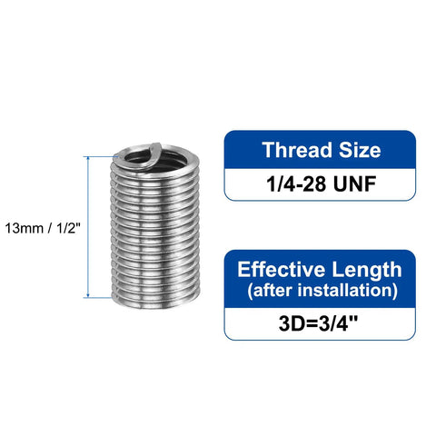 Heavy Duty 20 Pack 1/4-28 Unf Wire Thread Inserts Crafted From Pure 304 Stainless Steel Helical Coil Thread Repair Kit Tough As Nails For Industrial Machinery Fixes And Equipment Upgrades