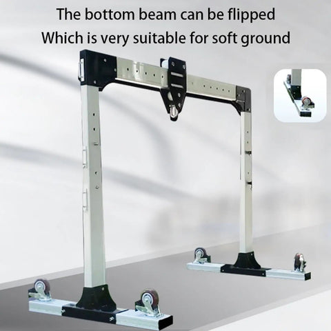 Heavy Duty Aluminum Portable Gantry Crane With 4400 Lbs Lift, adjustable bottom beam for soft ground use.