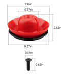 No Hassle 2 Set Grease Gun Plunger Screw Kit 44 70 0375 for 20 Oz sausage barrels, red plunger assembly with dimensions.