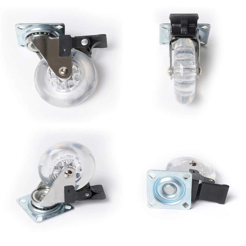 4 Pack 3 Inch Swivel Caster Wheels For Furniture 800Lbs Lockable Heavy Duty Clear Polyurethane Rolling Wheels With 360 Degree Top Plate