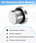 Close-up of Two Pack Half Inch NPT Stainless Steel Inner Hex Plug With Sealing Ring For Terminating Pipe Ends And Replacement Drains Heavy Duty 304 Socket Bung Plug Set Kit, showing corrosion resistance