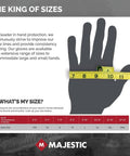 Hand size chart with ruler for Cut Less Dyneema Gloves With Grippy Polyurethane Palm 1 Dozen SM13 Gauge Liner ANSI A3