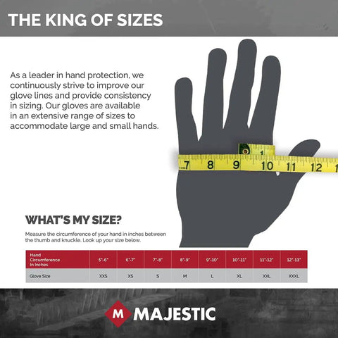 Hand measurement guide for sizing Cut-Less Dyneema Gloves With Polyurethane Palm, 1 Dozen LG, ANSI A3, industrial use.