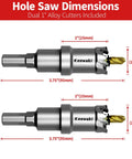 Professional Grade 2 Pack 1 Inch TCT Carbide Hole Saw Cutter Kit For Precision Metal Drilling Smooth Steel Punch Through Aluminum dimensions