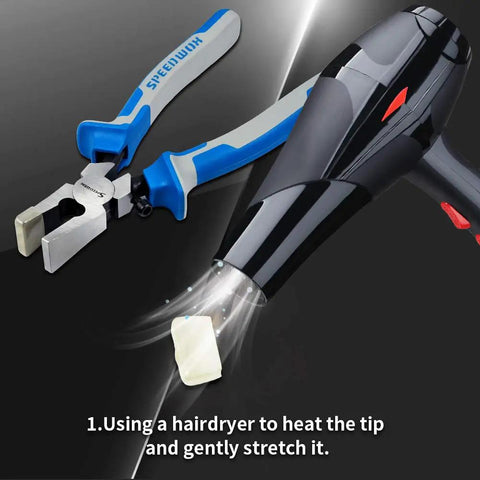 Six Replacement Rubber Tips Kit For Glass Running Pliers Keep Glass Scratch Free Protective Jaw Covers shown with hairdryer use