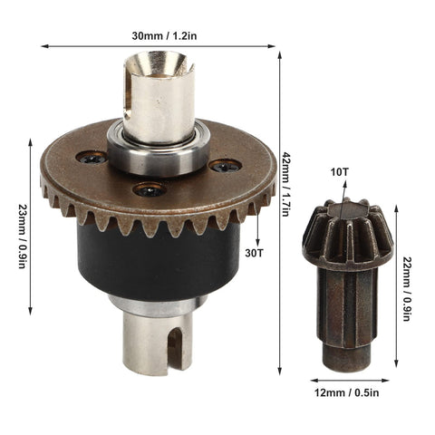 Center Diff Bevel Gear Set For 1/16 RC Cars, 30T Upgrade For SCY 16101 16102 16103 16201 with dimensions shown