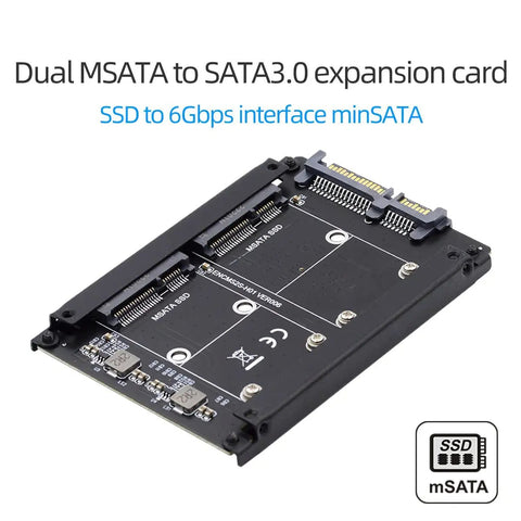 Super Slick Dual M.2 Msata Mini Sata Ssd To 2.5 Inch Sata Hdd Hybrid Enclosure Housing for seamless RAID zero, featuring dual mini SATA slots.