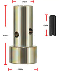 Two Pairs Cat 2 Quick Hitch Adapter Bushings Set For Category II 3 Point Tractors with size dimensions shown