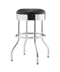 Heavy Duty 25-Inch Backless Swivel Bar Stool With Chrome Finish And Faux Leather Seat For Kitchen Garage Or Workshop Black 300 Lb Capacity 1 Pack Durable Industrial-Grade Build