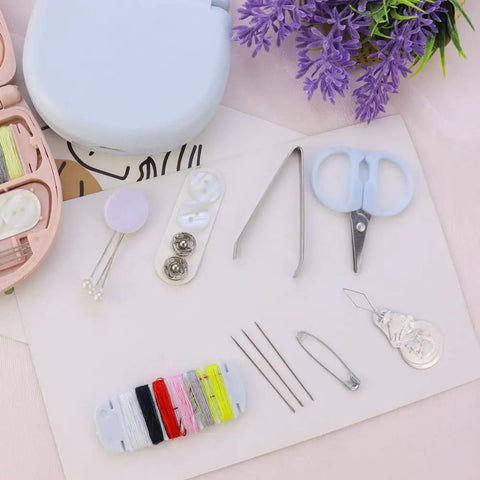Two Pack Mini Travel Sewing Kit Set, Grab And Go DIY Supplies In A Compact Plastic Case with threads, scissors, and needles