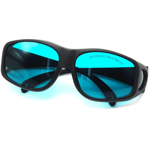 Rock Solid 2 Pair Laser Safety Glasses Block Nasty UV And Red Beam OD4 Filter in black with blue lenses, designed for eye protection.