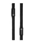 Sick Grip Black Cotton Lifting Wrist Straps Featuring Hella Padded Neoprene Cuffs for Heavy Deadlifts and Powerlifting laid flat.