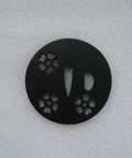 Dope Samurai Sword Tsuba Fuchi Kashira Menuki Iron Set TDZH02, round iron guard with floral cutouts on white background