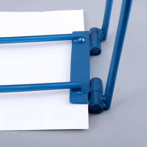 Close-up of Rugged Tough As Nails Eaves Seam Locker Tool for Standing Seam Metal Roofs showing blue metal crimping mechanism.